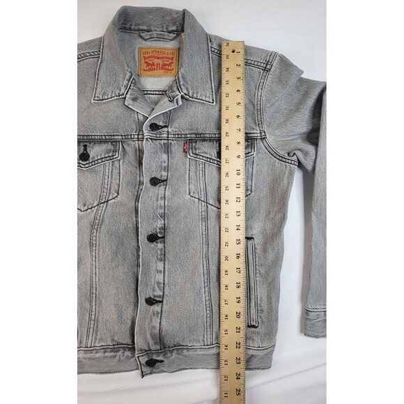 Levis Mens Denim Trucker Jean Jacket Stonewashed Black/Gray Size Medium - Picture 7 of 7
